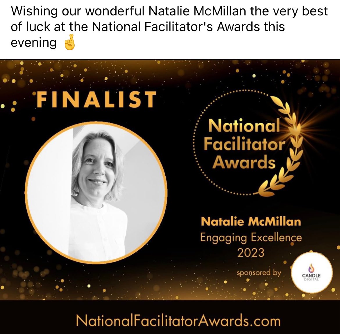 The night has arrived! The whole team are so proud of you and wishing you luck  <a href="/Nat_womenleader/">Nat Mcmillan. McMillanandAssociatesHR Ltd</a> and I feel honoured to join you to represent the team at the event this evening! <a href="/liz_blount/">Liz Blount</a> 🤩💃🤞🏼
