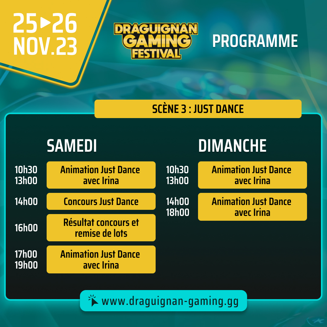 🎮✨ PLONGE DANS L'AVENTURE ! DÉCOUVRE LE #PROGRAMME DU #DGF 2023 ✨🎉

Réserve vite ta place (🚨 tarifs réduits en prévente) : draguignan-gaming.gg/billetterie/

#JeuVidéo #Salon #Evenement #convention #geek #manga #gaming #Draguignan #Var #jeuxvidéo #Sortie #Sortieenfamille
