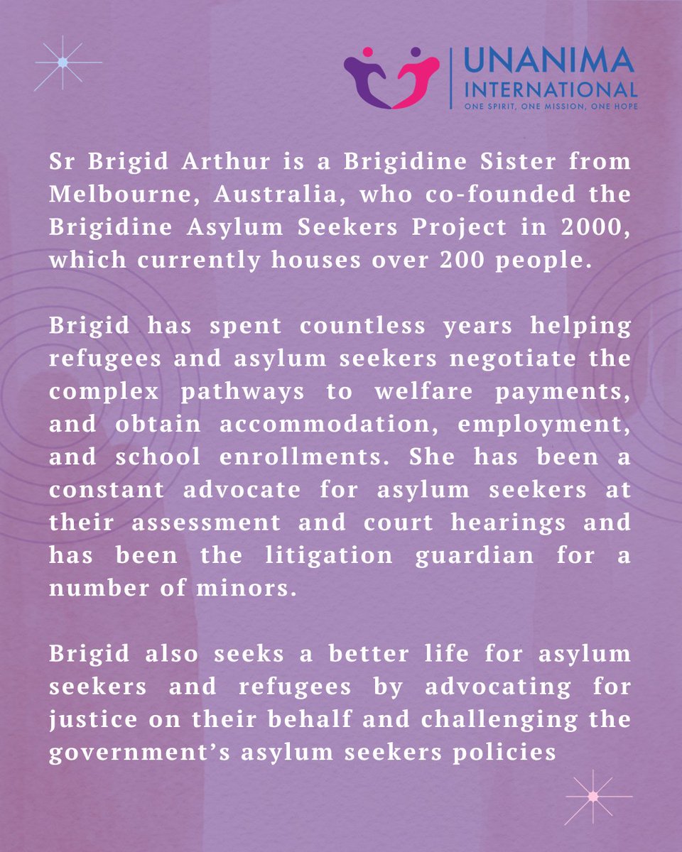 We are excited to announce that our 2024 Woman of Courage Award goes to Sr. Brigid Arthur, CSB, who co-founded the Brigidine Asylum Seekers Project in 2000, which currently houses over 200 people. Congratulations, Sr. Brigid!