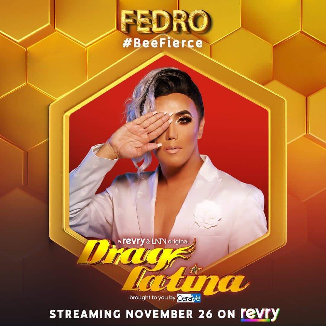 draglatina's tweet photo. ¡Prepárate ⭐️Somos tus anfitriones, @FedroMusic y @Carmen_Carrera , ¡y te traemos una temporada candente Drag Latina 2 auspiciada por @CeraVe. ¡Gran estreno  este 26 de noviembre en @revrytv!  🐝🐝🐝 #DragLatina #BeeFierce #Revry #CeraVe #CeraVePartner #DevelopedWithDerms https://t.co/KhADe0FdRH