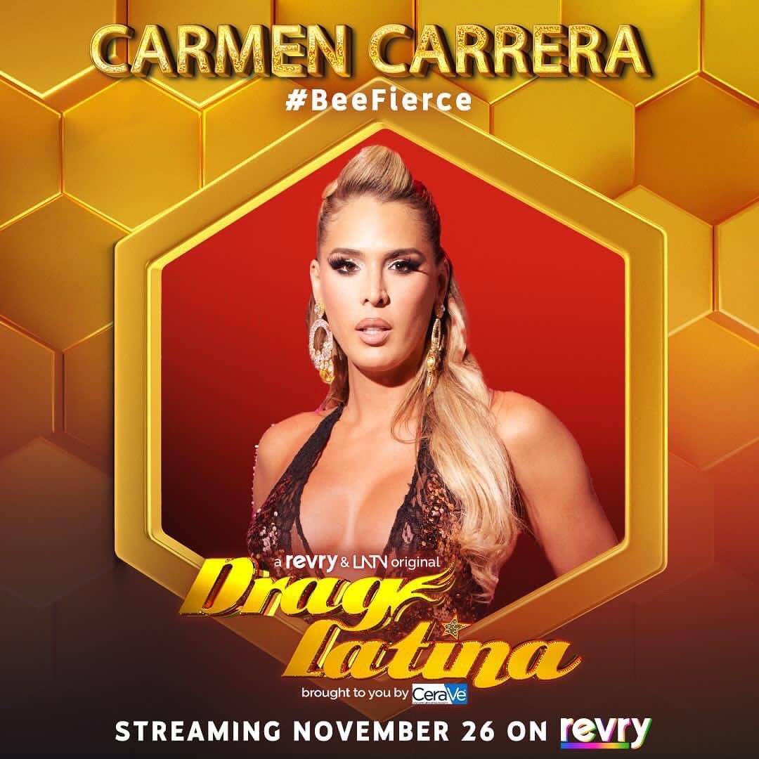 draglatina's tweet photo. ¡Prepárate ⭐️Somos tus anfitriones, @FedroMusic y @Carmen_Carrera , ¡y te traemos una temporada candente Drag Latina 2 auspiciada por @CeraVe. ¡Gran estreno  este 26 de noviembre en @revrytv!  🐝🐝🐝 #DragLatina #BeeFierce #Revry #CeraVe #CeraVePartner #DevelopedWithDerms https://t.co/KhADe0FdRH