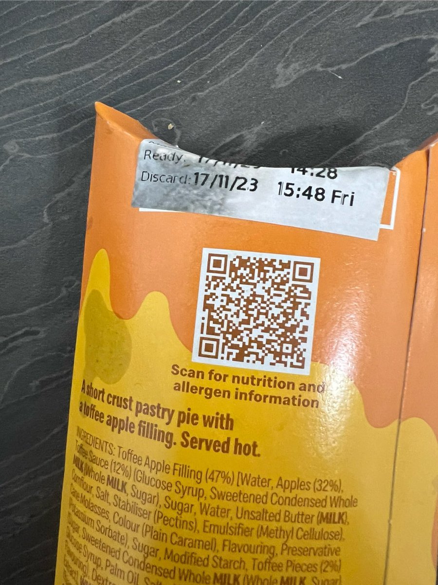 kmorgs87's tweet photo. @McDonaldsUK please retrain your staff on food safety and dates/times. This apple pie should have been discarded 45 minutes BEFORE I placed my order. @UberEats unable/ unwilling to help https://t.co/zzeXHOZiIT