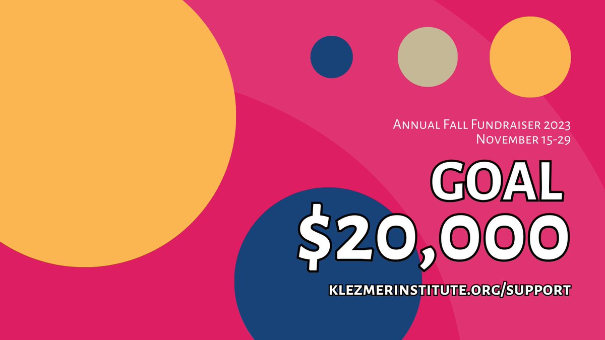 We're on our way! A financial contribution can be of any size—every little bit helps!

Every donation supports our mission: To cultivate and preserve Ashkenazic expressive culture through research, teaching, publishing, and programming.

#klezmerinstitute #annualfundraiser