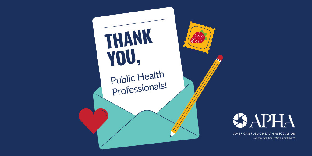 Today is Public Health Thank You Day! Join us as we show our gratitude to public health workers, who work tirelessly every day to make the world a more healthy, equitable place. Show your support with resources at apha.org/thank-you #PHTYD #PublicHealthHeroes