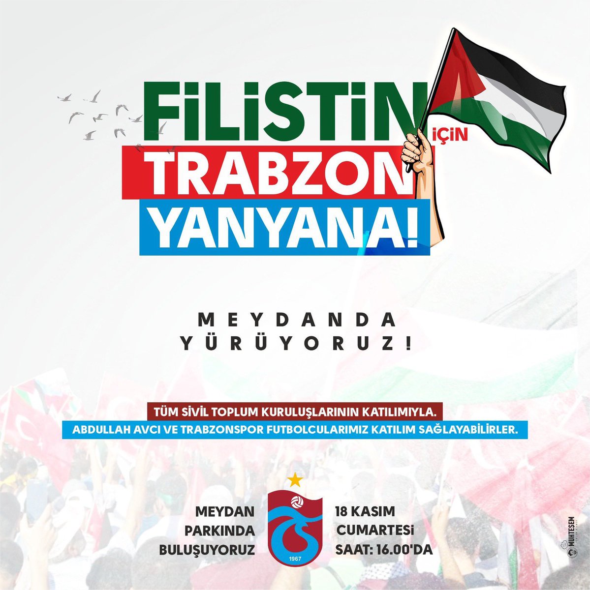 GurbetciGencler's tweet photo. Trabzon Meydan’da yarın gerçekleşecek yürüyüşe tüm grup üyelerimizi ve taraftarlarımızı davet ediyoruz. https://t.co/Q4n0hduYqY