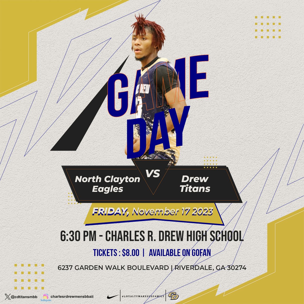 cdtitansmbb's tweet photo. @DrewTitans @CDHSTitans @ccpsathletics1 
📢 It's Game Day Titans 
Varsity Basketball 
Drew vs North Clayton
📅 Friday, November 17th
⏰ 6:30pm
📌 Charles R. Drew High School
🎟️ $8.00 - https://t.co/L4ob0ebk8f
#TitanTough⚔️ https://t.co/WNqmcDn88r