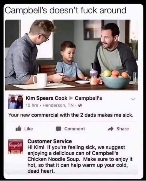 Martina's tweet image. Well done Campbell’s!!!