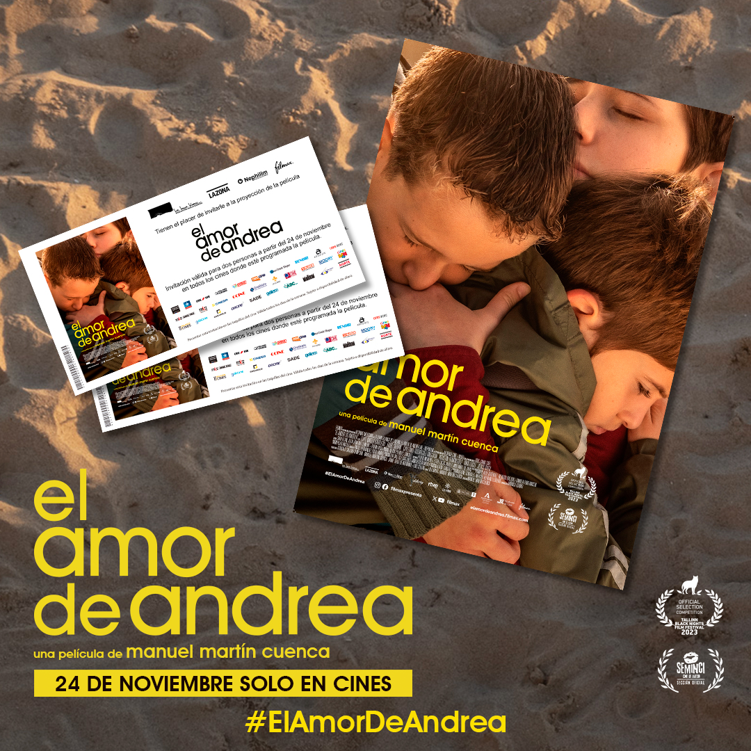 👧¡Sorteamos 3 packs para ir al cine a ver EL AMOR DE ANDREA y 3 pósteres firmados de la película!  

Para participar: 

1⃣ Sigue a @CineCon_N 

2⃣ RT a este tweet. 

#ElAmorDeAndrea #sorteo