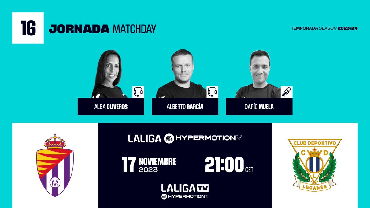 Alberto García (@1alberto_garcia) on Twitter photo 🚨 #LaLigaHypermotion abre la Jornada 16 con un duelo de altura.
Real Valladolid 🆚 CD Leganés.
Desde las 20:30, junto a @albaolis y <a href="/dariomuela/">Darío Muela</a>, os esperamos en la #LaLigaTVHypermotion.
#InsideLaLiga 🚨 #LaLigaHypermotion abre la Jornada 16 con un duelo de altura.
Real Valladolid 🆚 CD Leganés.
Desde las 20:30, junto a @albaolis y <a href="/dariomuela/">Darío Muela</a>, os esperamos en la #LaLigaTVHypermotion.
#InsideLaLiga