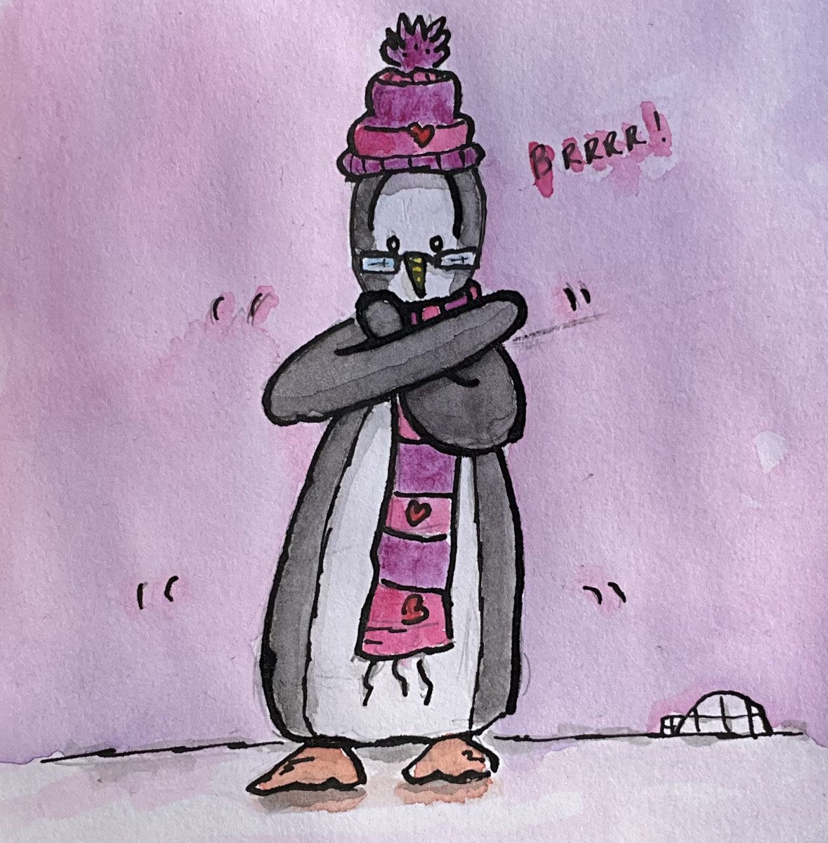 It’s getting noticeably colder! #doodleaday #penguin #colder #watercolorpainting #watercolor #watercolour #watercolourdaily #cold #kidlit #paint #painteveryday #freezing #coldweather #illustration #artfun #illustrate #comicdiary #illustrationdiary #sketch #sketching #artjournal