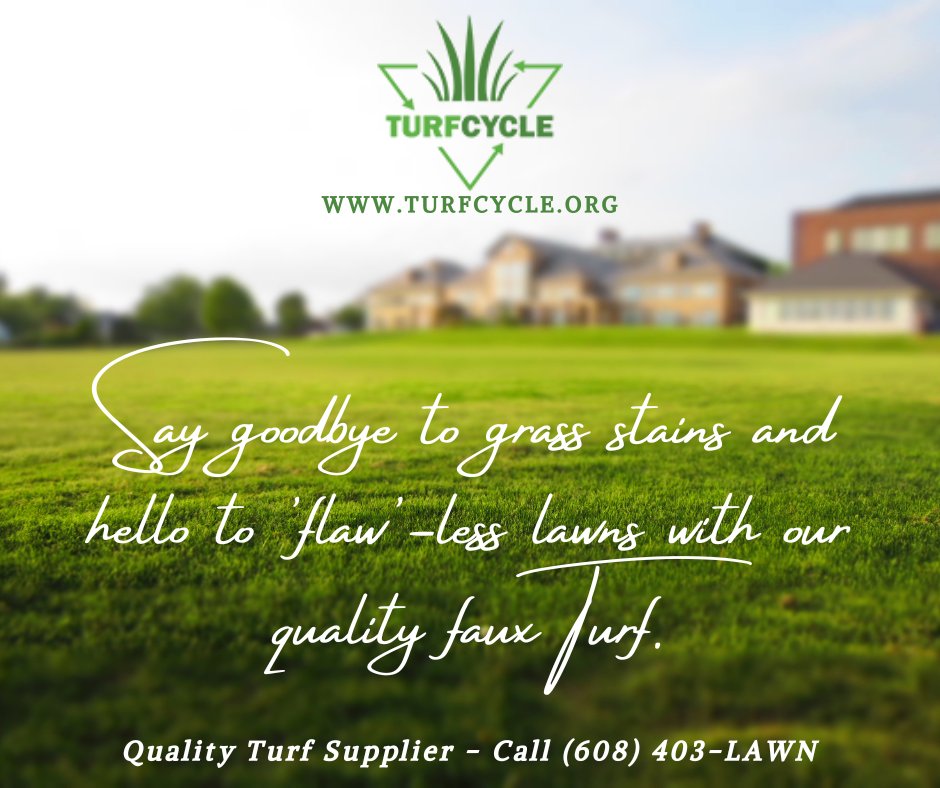 TurfCycle's tweet image. NO MORE GRASS STAINS! Check out our website for some cool projects using faux grass or give us a call at (608) 403-5296 to discuss your next project. #fauxgrass #fakegrass #NoGrassStains #grassstains #artificialgrass #syntheticgrass #turf #turfgrassmanagement