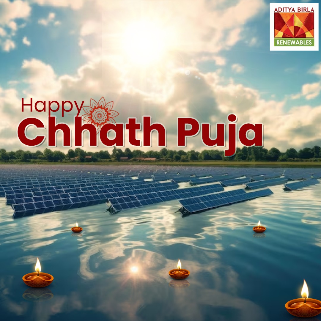 AB_Renewables's tweet photo. Let's join hands with gratitude &amp; awareness to celebrate #ChhathPuja in harmony with nature. At #AdityaBirlaRenewables, we don't just harness the sun's power; we celebrate its radiant energy that keeps our world shining. Wishing you a joyful Chhath Puja celebration! #FestiveWish https://t.co/eheoZZtmKo