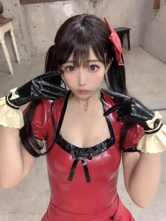 Madoka Tsukimiya,cosplay,red latex dress