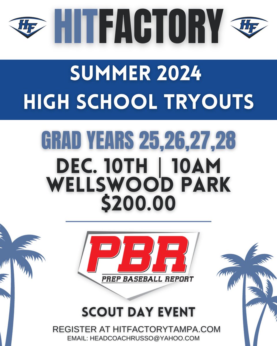 It's that time! Pass this along or tag a 2025-2028 player. Register at hitfactorytampa.com!