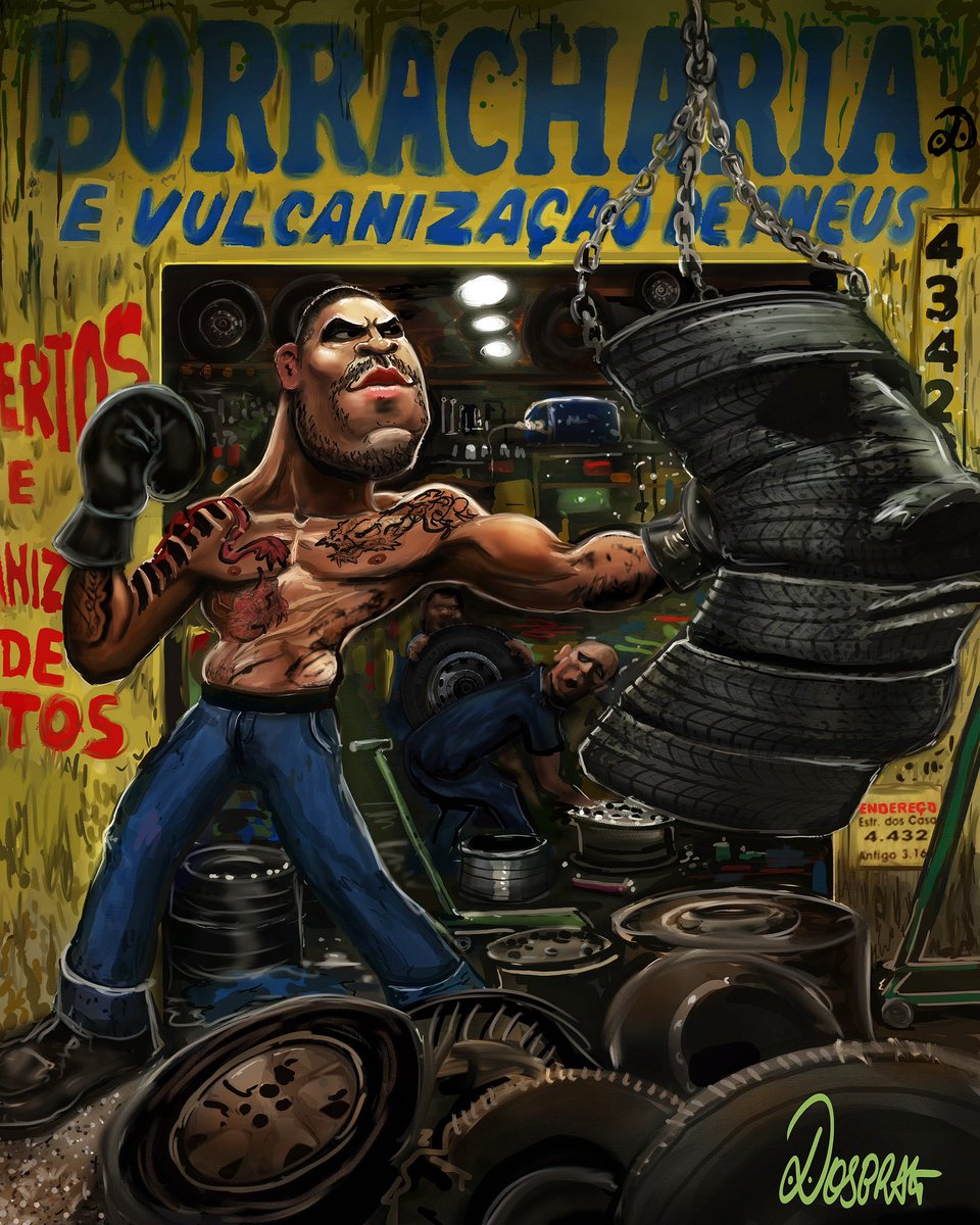 From hardening rubber to hardening stone. From the tire shop to the pinnacle of the UFC. “Vulcanize”.🛞🏆
•
🎨 by @dosbrak 
•
#alexpereira #ufc #ufc295 #poatan #alexpoatanpereira #ufcbrasil