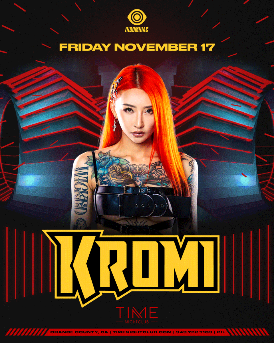 tablesntickets's tweet image. @kromi_music hits the stage with her wild &amp;amp; cheerful sounds Friday, 11/17. 🎉
Limited $10 Early Bird tickets are on sale now, so grab them while they’re hot! 🔥
#TimeOC #orangecounty #costamesa #thingstodoinoc #kromi