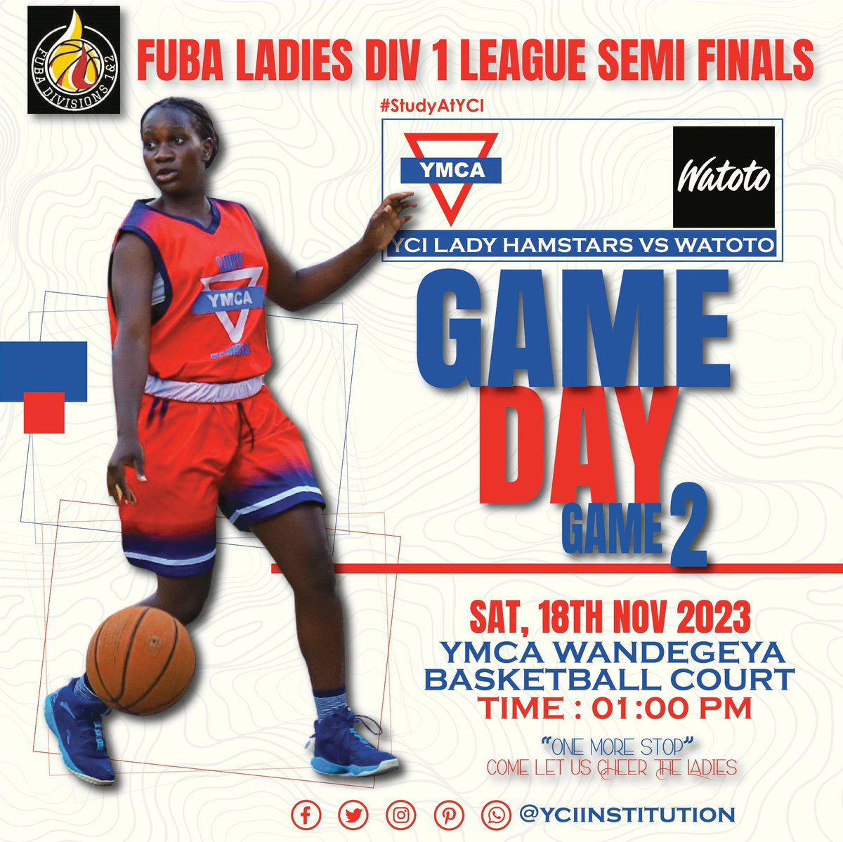 YmcaInstitute's tweet image. 🔥 Witness the power plays and fierce competition as YCI Lady Hamstars take on Watoto in the pivotal Game 2 on Nov 18, 2023. Let's pack the YCI Wandegeya Basketball Court and show our support! 🙌🏀 Bring your energy and cheers! #LadyHamstars #YCIvsWatoto #BasketballShowdown