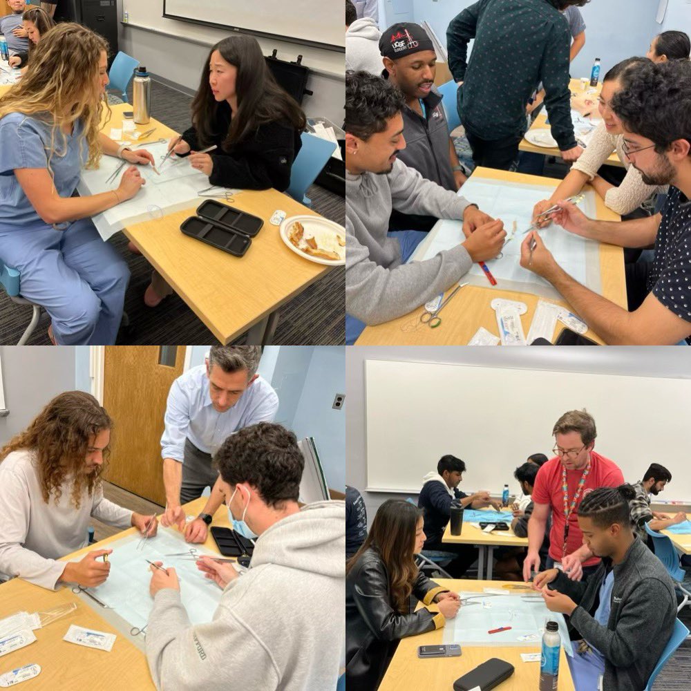 Earlier this week, the VSIG at UCSF hosted a vascular surgery skills lab to help medical students get hands-on experience and learn more about the best specialty. Grateful for the immense support from @UCSFvascular faculty/residents and LeMaitre that made this event possible!