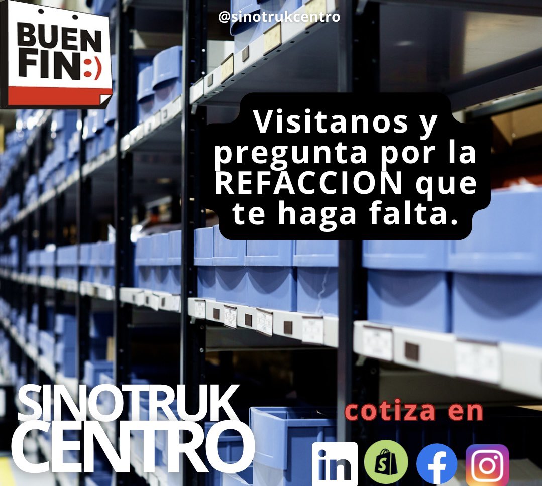 sinotrukcentro's tweet photo. Sinotrukeros llegó el #BuenFin a nuestra agencia pregunten por los descuentos disponibles.

cotiza hoy mismo:

Tel. (55) 5909 4954, (55) 8068 3856 y (55)2735 0185

🔥Conoce nuestra tienda en línea 👇🏼👇🏼 

https://t.co/MY0AtIpKzS 

#sinotrukcentro #refacciones #sitrak #WIX https://t.co/7LiLHnrTuZ
