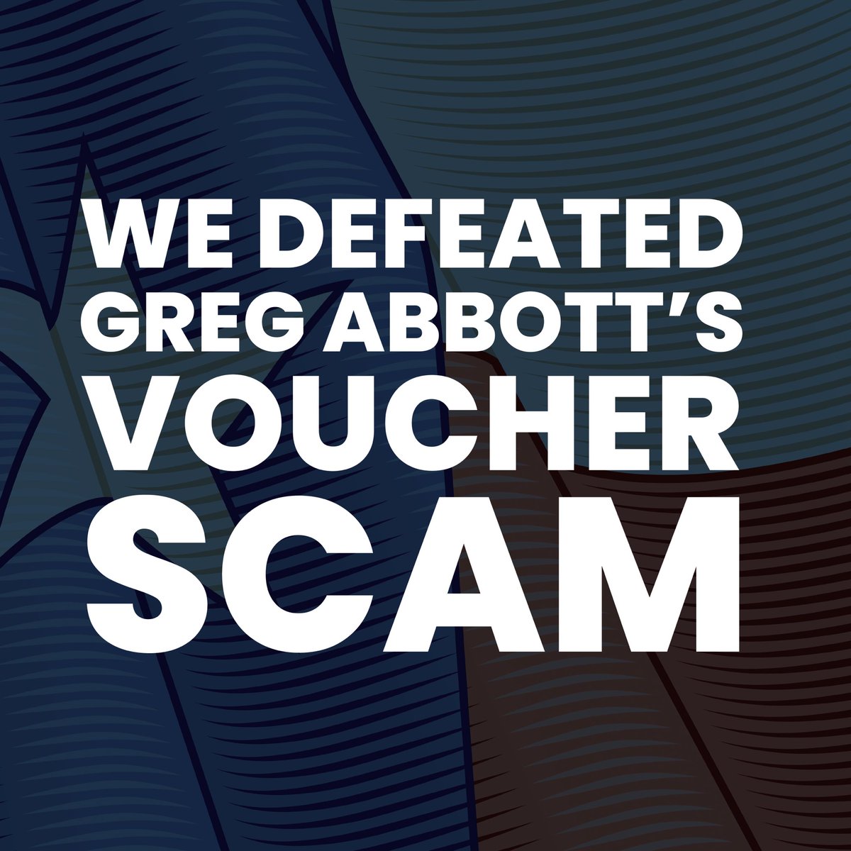 Today, a bipartisan majority in the Texas House DEFEATED Greg Abbott’s voucher scam — once and for all. Abbott and his billionaire mega-donors tried and failed to sell out our kids. Now, it’s time to fully fund our public schools. #Txlege