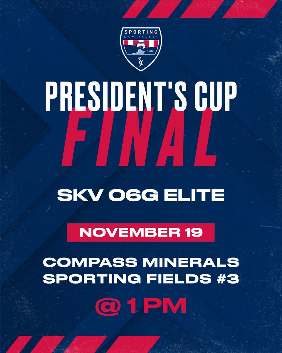 𝙂𝙤𝙤𝙙 𝙇𝙪𝙘𝙠 to our SKV 06G Elite Team competing in the Kansas President's Cup Championship game this weekend! 🤩

#skvproud #thevalleyway #lawrenceks #topekaks #manhattanks #ourway #weoverme #playerdevelopment #playerfirst #playerpathway #hometownclub #threecitiesoneclub