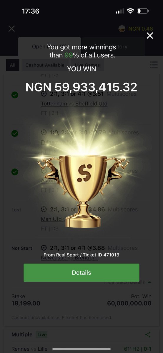 59M won! Thanks to Sportybet🐐

First 2,000 should rt, like, follow &amp; Drop ACC Details!!

20K each.