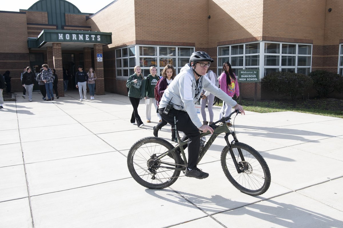 MCPS's tweet photo. Go, Principal Yates, go 🚴🏽

@DHS_Principal 

#MCPSFridayFeels https://t.co/k7mlAwPIkj