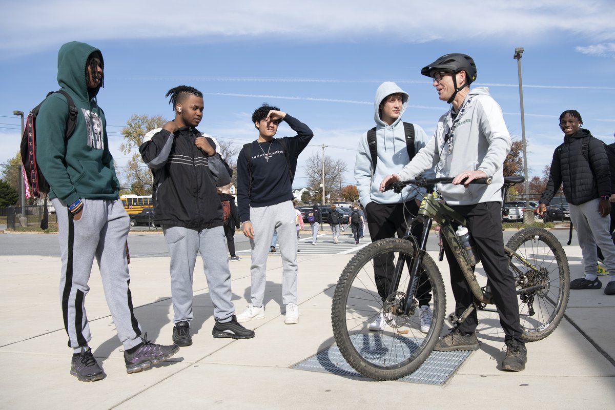 MCPS's tweet photo. Go, Principal Yates, go 🚴🏽

@DHS_Principal 

#MCPSFridayFeels https://t.co/k7mlAwPIkj