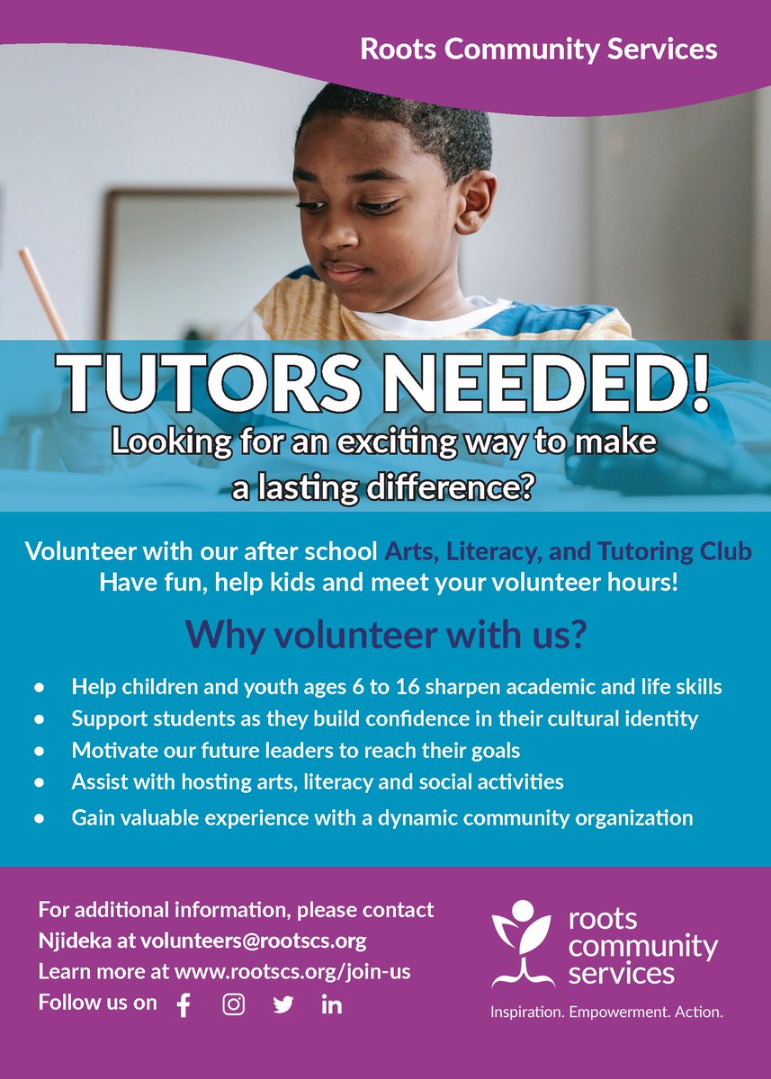 RootsCSPeel's tweet photo. Become a tutor with our Arts Literacy and Tutoring (ALT) Club after school program and help create a bright path for our future leaders!
Visit https://t.co/MfFVztAGfN to learn more.
#ALTClub #rootscs #volunteer #volunteersneeded #tutoring #afterschoolprogram https://t.co/Wq8AiYnegs