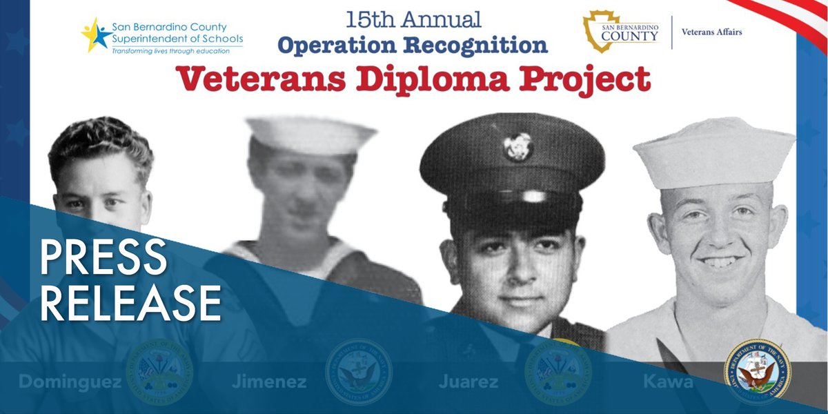 SBCSS awarded high school diplomas to four San Bernardino County veterans whose high school education was interrupted due to military service or internment in a Japanese American camp. 
sbcss.k12.ca.us/index.php/en/n…
