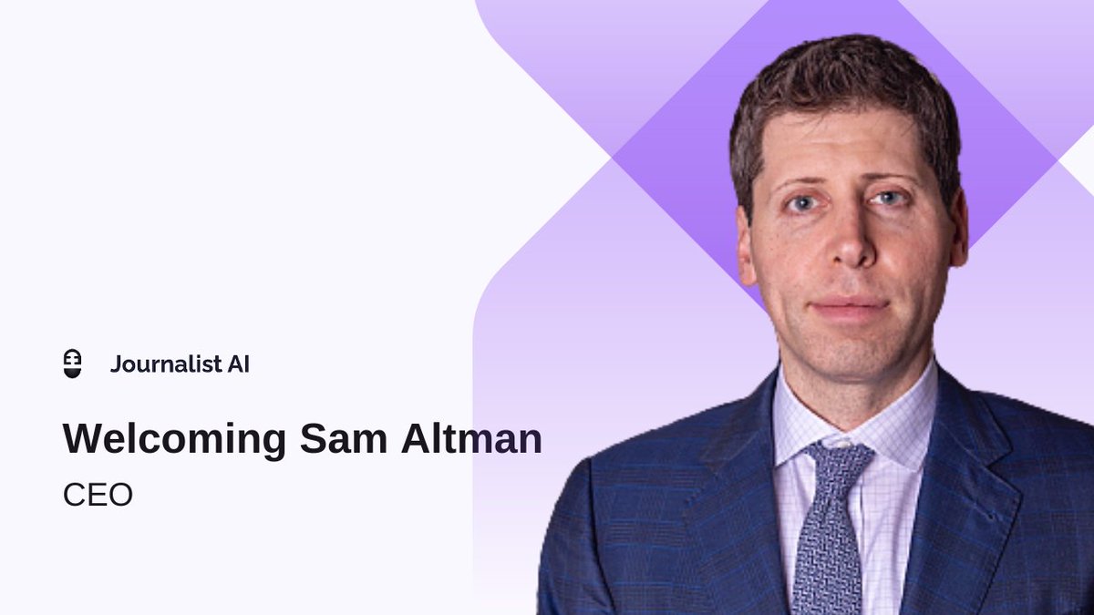 vascoabm's tweet photo. Excited to announce Sam Altman will be joining Journalist AI as the new CEO

This last-minute announcement allows Altman to continue pushing the boundaries of AI technology

Welcome, Sam. https://t.co/kOb2X6yO7c