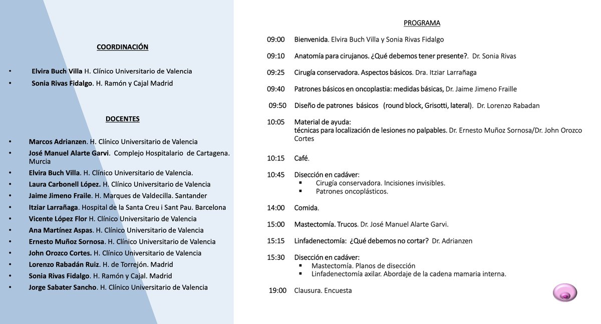 ESonjar's tweet photo. ���👇👇📢📢📢Curso de iniciación a la cirugia oncoplastica de la mama y a la linfadenectomía.12 de enero del 2024 en Valencia.¿Os animáis? @jaimejimeno5 @adelavaldazo @lidia_blay @lrabadanruiz @RNCsantander @TxellMedarde @ItziarLarraaga5 @nuria_argudo @BreastMe4 
👇 https://t.co/NFmZZfhGeF