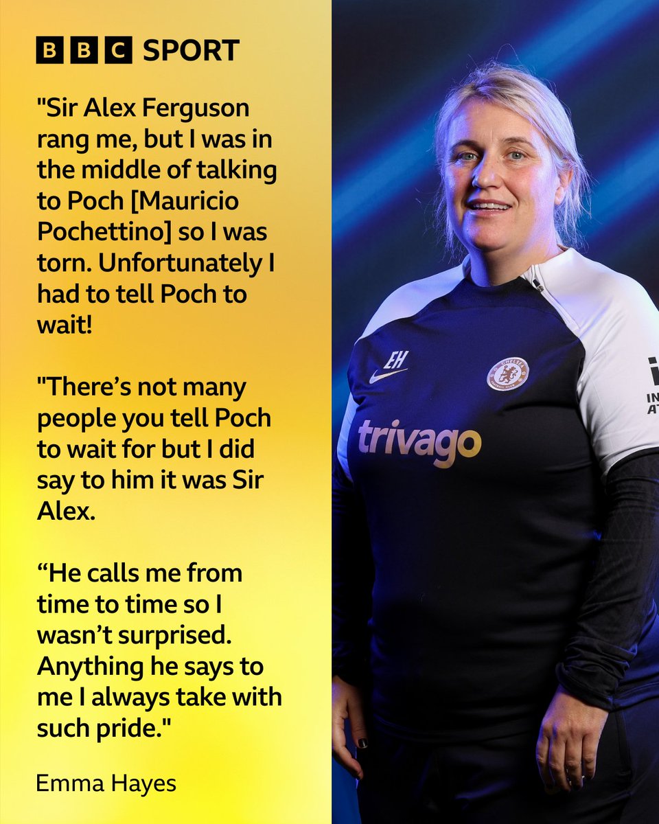 BBCSport's tweet photo. When you ditch Poch to talk to Fergie! 👀

#BBCFootball #WSL #epl https://t.co/6zRG6EaicX