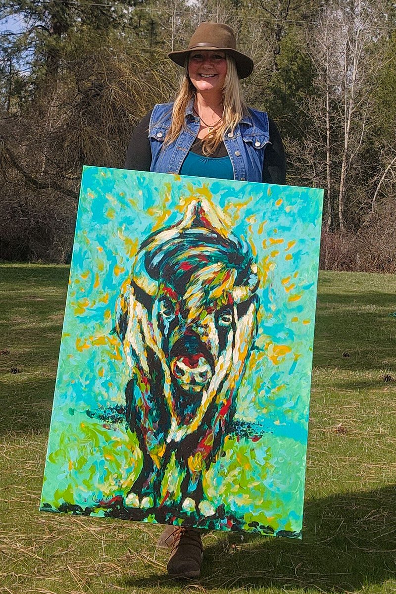 MntTidings's tweet image. Bundle up and head over to @fortheloveofgodbrewing! 
They&apos;ve now got this cool bison painting displayed.
What better way to warm up than delicious pizza, a refreshing pint &amp;amp; art? 🍕🍺🎨 #spokane #spokanewashington #spokaneart #spokanebeer #bison