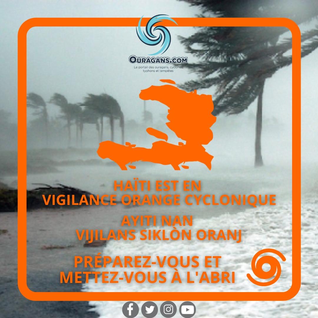 ouragans's tweet photo. A 17h locales, #Haïti a été placé en #VigilanceOrange à l'approche du #PTC22
Préparez-vous et mettez-vous à l'abri
#FeMesajToune https://t.co/p4oxzyRM3L