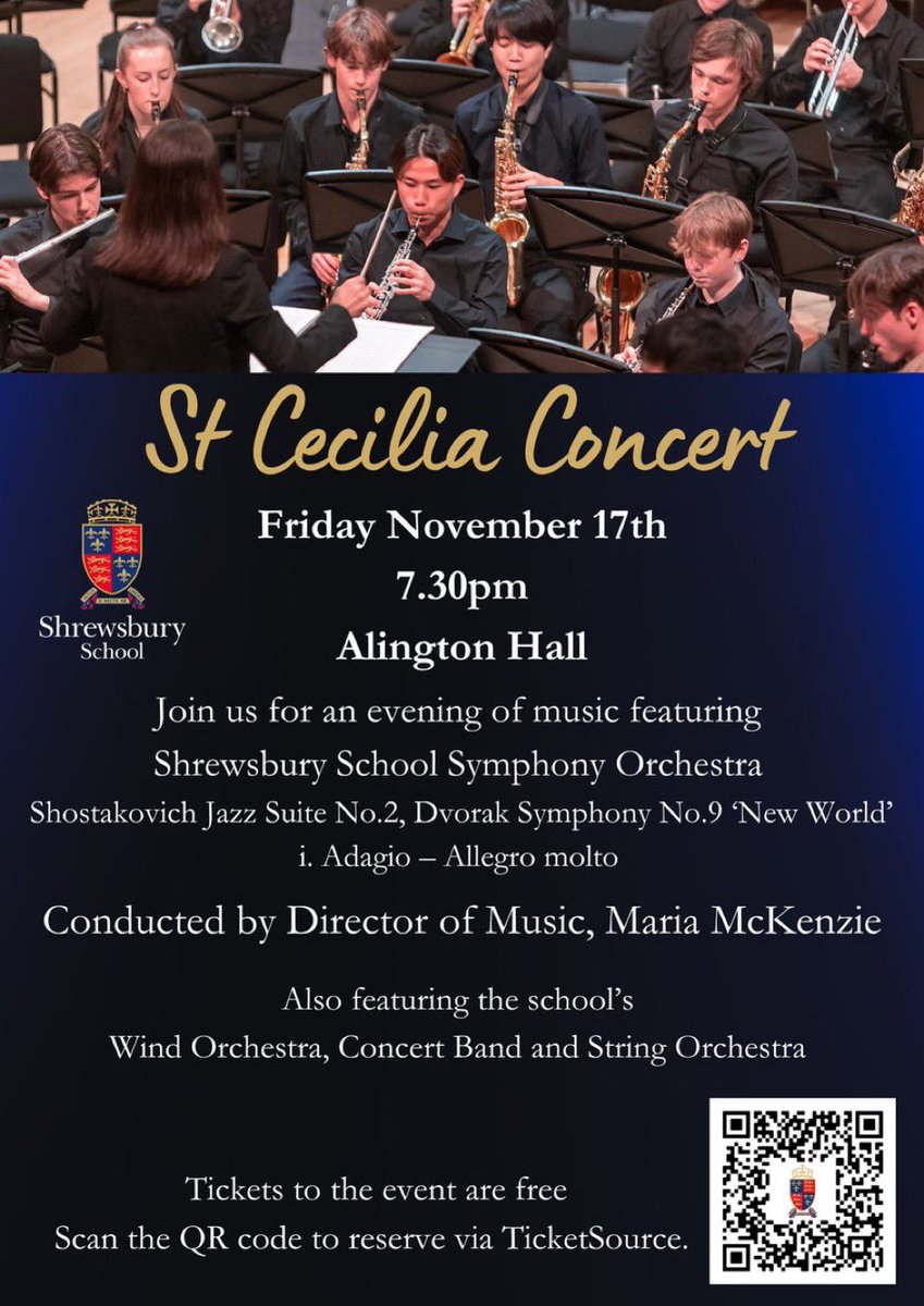 A dazzling first St Cecilia Concert: 100 minutes of non-stop music-making of wonderful variety and high quality. A packed audience was transported from France to Romania to the New World and beyond. Thank you <a href="/ShrewsburyMusic/">Music at Shrewsbury School</a>. Looking forward to a whole fresh programme tomorrow.
