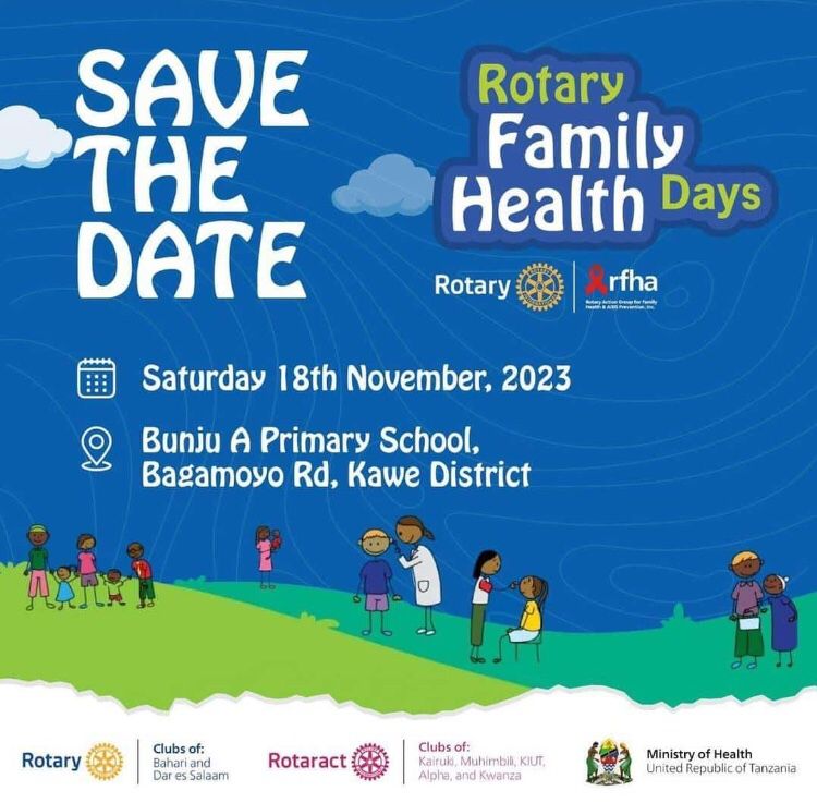 Today we will be having our last Rotary Family health day for the year 2023 <a href="/bunju/">Myer Elazar</a> hosted by <a href="/RotaryBahari/">Rotary Club of Bahari</a> &amp; <a href="/RotaryOysterbay/">Rotary Oysterbay</a> with support from <a href="/WizaraYaAfya/">Wizara ya Afya</a> and volunteers from <a href="/RotaractMuhas/">Rotaract Club of Muhimbili</a> <a href="/Rotaractkairuki/">Rotaract Kairuki</a> <a href="/RotaractKwanza/">Rotaract Kwanza UDSM</a>  
<a href="/RotaractKIU/">Rotaract Club Of Kampala International University</a>  and <a href="/RctAlphaTz/">Rotaract Club Of Alpha</a>   
#serviceaboveself