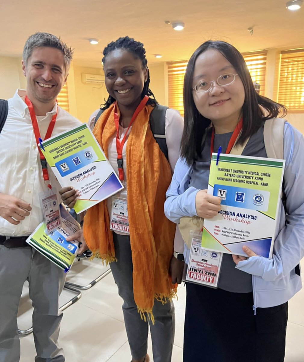 drmhaliyu's tweet photo. All in a week’s work in Nigeria! Decision analysis workshop by @johngraves9, @jinyizhu_ IDEAL workshop by @mariehmartin1 @espitzrose, and highly inspirational talk by @GbengaOgedegbe! So grateful to have the support of these extraordinary colleagues/friends! @Fogarty_NIH https://t.co/CmnjqKDLjv