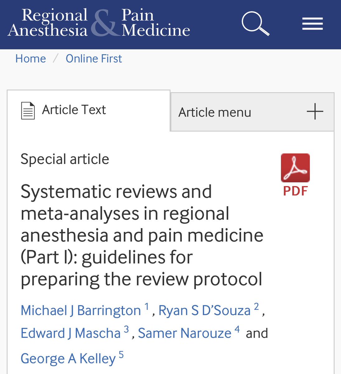 🔍 Part 1 delves into how to craft protocols for systematic reviews/meta-analyses. 📑 Link to Part 1 @RAPMOnline: rapm.bmj.com/content/early/… Link to Part 1 @IARS_Journal: journals.lww.com/anesthesia-ana… @barringtonmj @NarouzeMD @sites_brian @ASRA_Society @ESRA_Society @nasir418