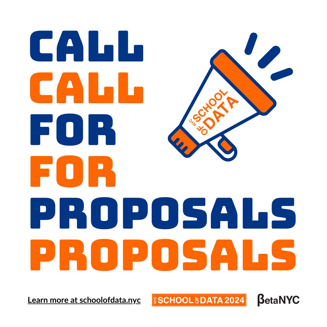 Open Data Week is still accepting community proposals for the @BetaNYC annual conference, NYC School of Data! Want to talk about civic engagement? What about service design? Maybe you have thoughts on digital literacy in NYC? All ideas are welcome! loom.ly/vD8NpSY
