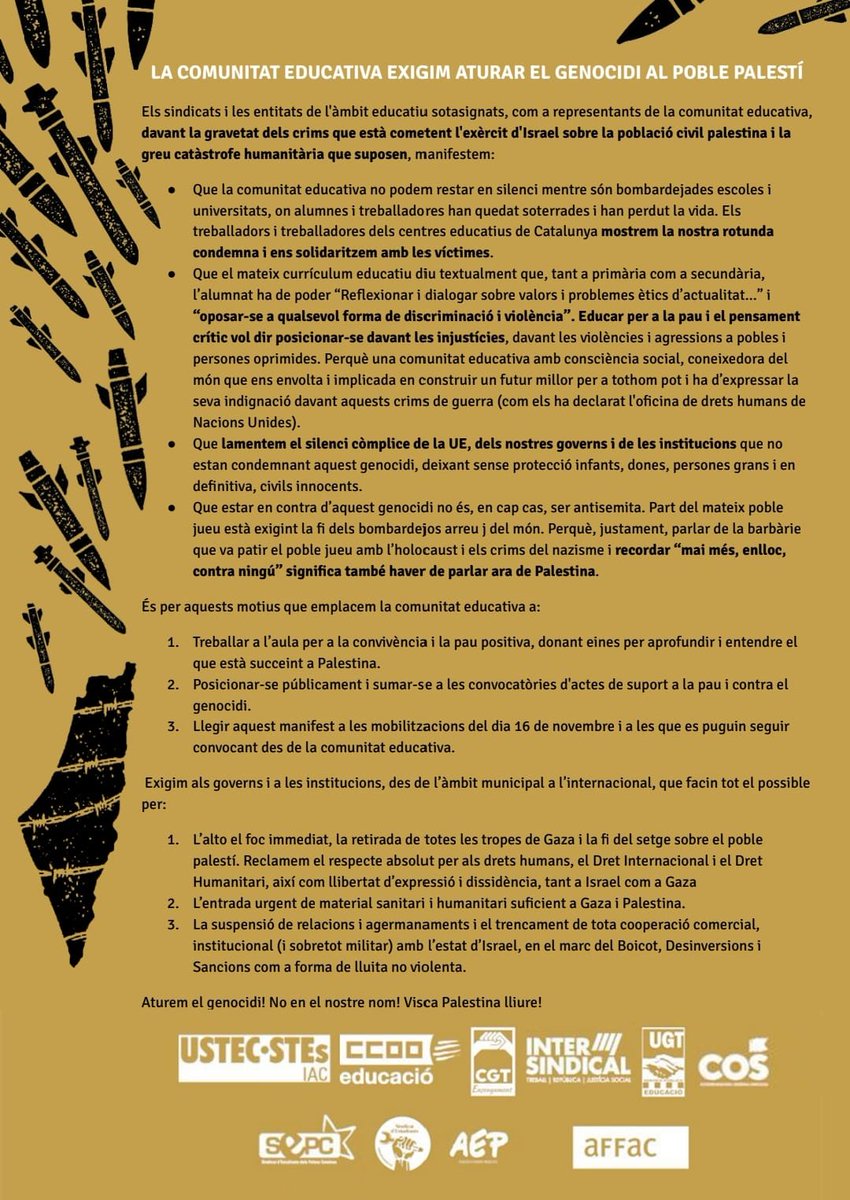 AFAMarinada's tweet photo. Moltes gràcies a totes les famílies que han participat a la concentració d'aquesta tarda a l'escola #Marinada de #Masnou, per denunciar l'apartheid i el genocidi de Gaza.
#LlibertatPalestina #FreePalestine https://t.co/POkTyJ1C7w