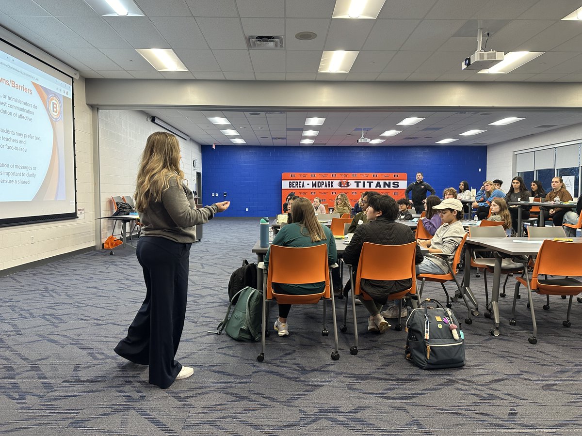 BereaCSD's tweet photo. Today's SSAC meeting highlighted the Communicator competency &amp; its impact on academic success. Activities focused on overcoming communication barriers. Students created a Top 10 list for proactive communication. #PortraitofaTitan #BeATitan @BCSDBandza @sblatnica @BCSDWheeler https://t.co/vA5SmfNJCJ