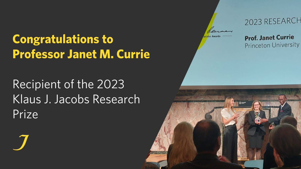 Jacobs Foundation (@foundation_jf) on Twitter photo Tonight, Professor Janet M. Currie from <a href="/Princeton/">Princeton University</a> was awarded the Klaus J. Jacobs Research Prize! Upon receiving the award, she said she was "grateful to be chosen to be in this family of recipients and humbled to be able to expand on my work." Tonight, Professor Janet M. Currie from <a href="/Princeton/">Princeton University</a> was awarded the Klaus J. Jacobs Research Prize! Upon receiving the award, she said she was "grateful to be chosen to be in this family of recipients and humbled to be able to expand on my work."