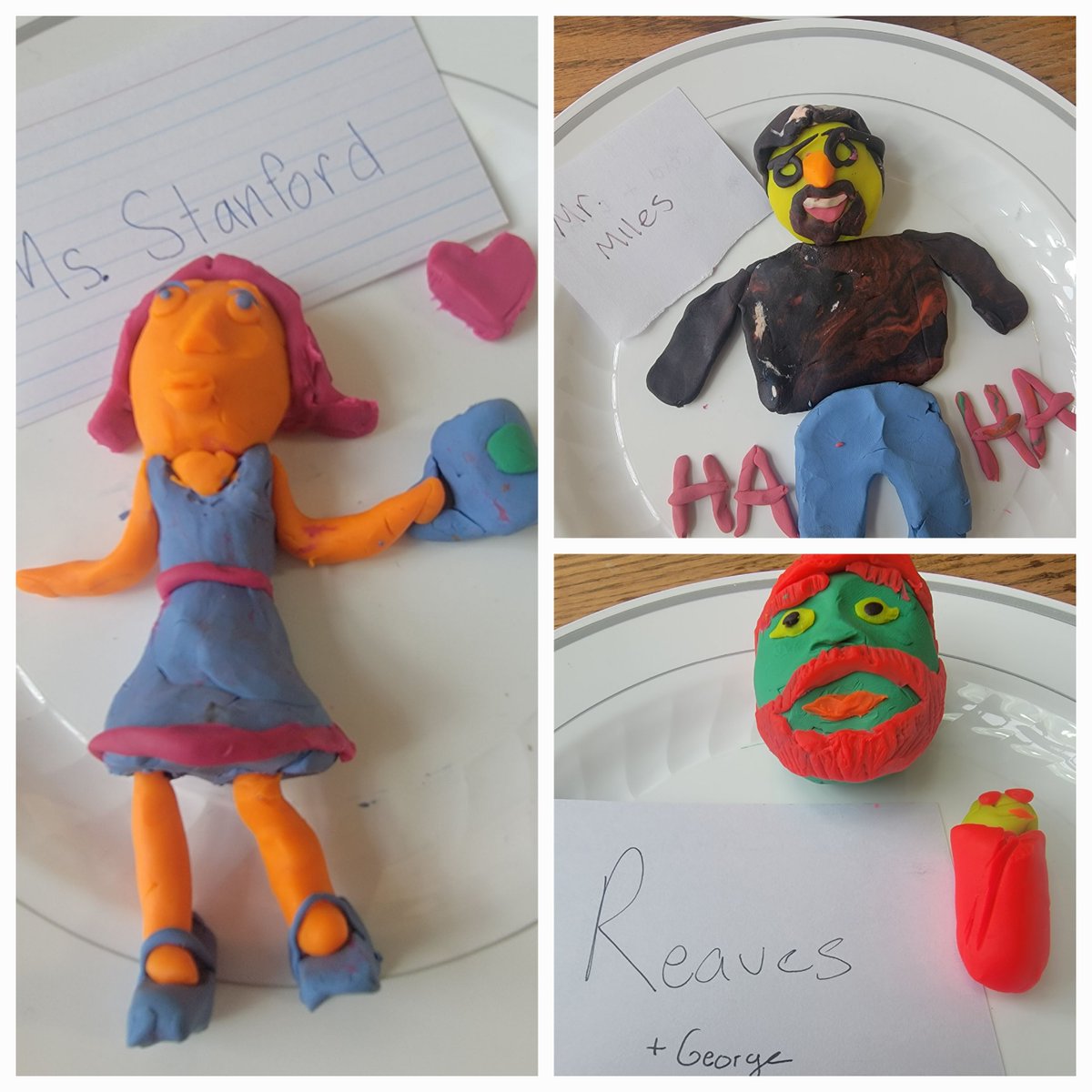 CCMediaCenter1's tweet photo. Friday Fun--students sculpted their renditions of teachers in Play-doh. Who looks the most realistic? 
@wsfcs https://t.co/j6fiAy0vjy