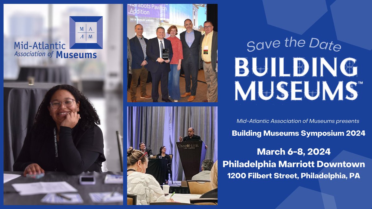 Now accepting session proposals for the Building Museums™ Symposium to be held March 6-8 in Philadelphia! This is the premier annual event for anyone interested in museum construction, architecture, and engineering. Details at midatlanticmuseums.org/building-museu…