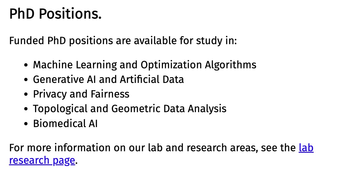 I am looking for students for #phdposition in #machinelearning, #generatieveai #privacy and related topics, with a focus on algorithms and foundational ML topics, at University of Edinburgh. More information here: homepages.inf.ed.ac.uk/rsarkar/positi…