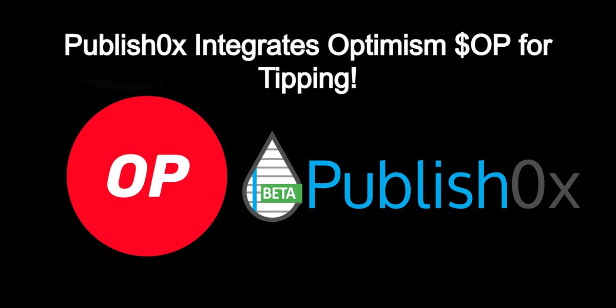 #Optimism Network $OP Token Integrated for Tipping on #Publish0x! 

@optimismFND
<a href="/OptimismGov/">Optimism Governance</a>
<a href="/OPLabsPBC/">OP Labs</a>

Details are here:
publish0x.com/publish0x-offi…
