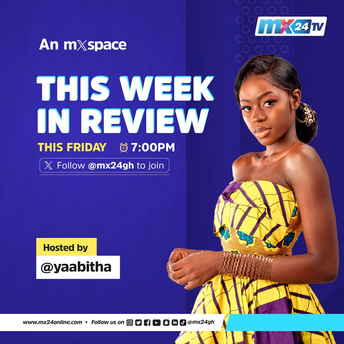 mx24gh's tweet photo. Let's discuss all the trending topics from this week with @yaabitha!

Set a reminder 👉 https://t.co/9yQDDkdcCU 

#TWIR is brought to you by Betway.

#mx24gh #funfearlessfactual #mxSpace https://t.co/Wt93JOfHSI