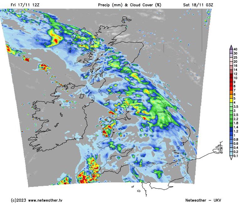 4CastUKI's tweet image. More rain to come through tonight and the morning, another weather front crossing. Rain not overly heavy but more to add to already saturated soil. Heavy showers following across Scotland. Fairly breezy for all. #ukweather #WeatherUpdate #IrelandWeather