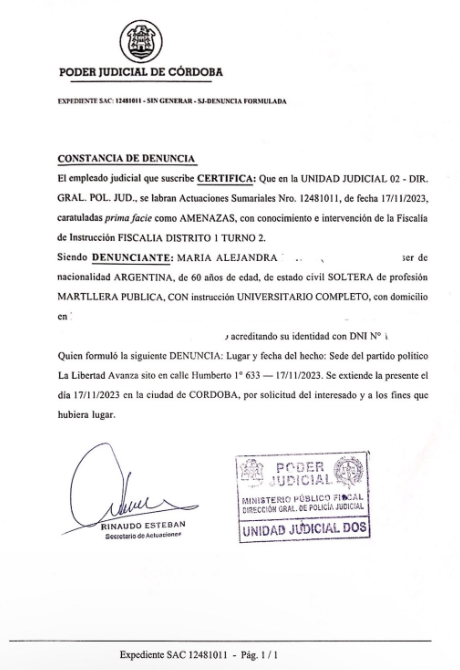 FerCerimedo_ok's tweet photo. ATENCION #CORDOBA
- "Denuncia efectuada en el día de la fecha, un votante de Massa ingresó a la sede de LLA en Córdoba capital, a los gritos amenazando a los militantes que estaban en el establecimiento al grito de “Voy a matar a todos los votantes de Milei” desde la LLA Córdoba queremos decirles que no nos van a amedrentar y este acontecimiento con todos los otros hechos violentos que sufrió nuestra militancia en la semana sólo sirven para que redoblemos esfuerzos." -